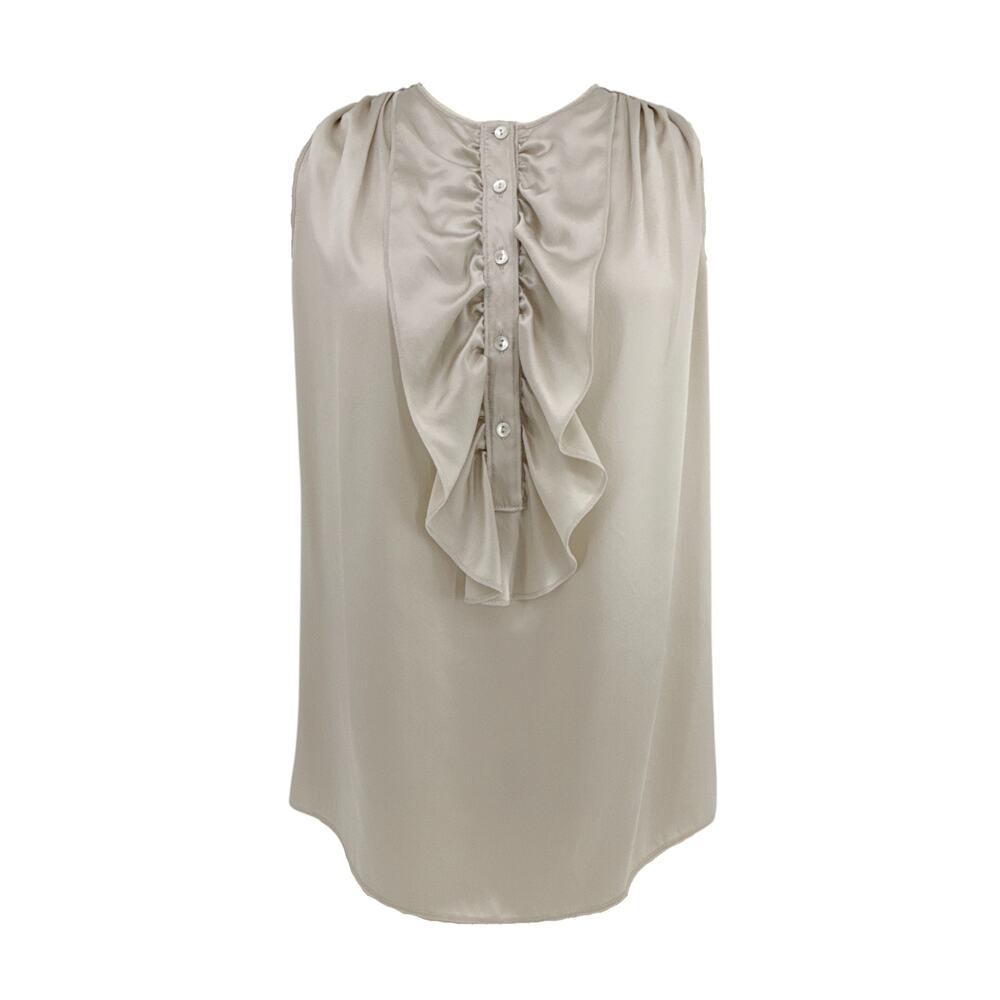 DOLCE & GABBANA Ruffle Front Sleeveless Silk Top IT42